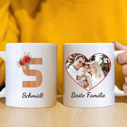 Buchstaben "Beste Familie“ – personalisierte Tasse