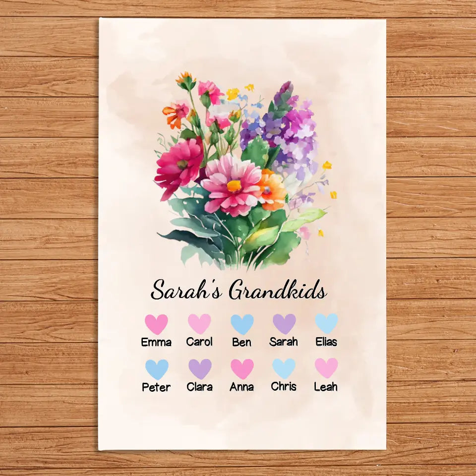 Beste Oma "Blumen" - Personalisierte Leinwand