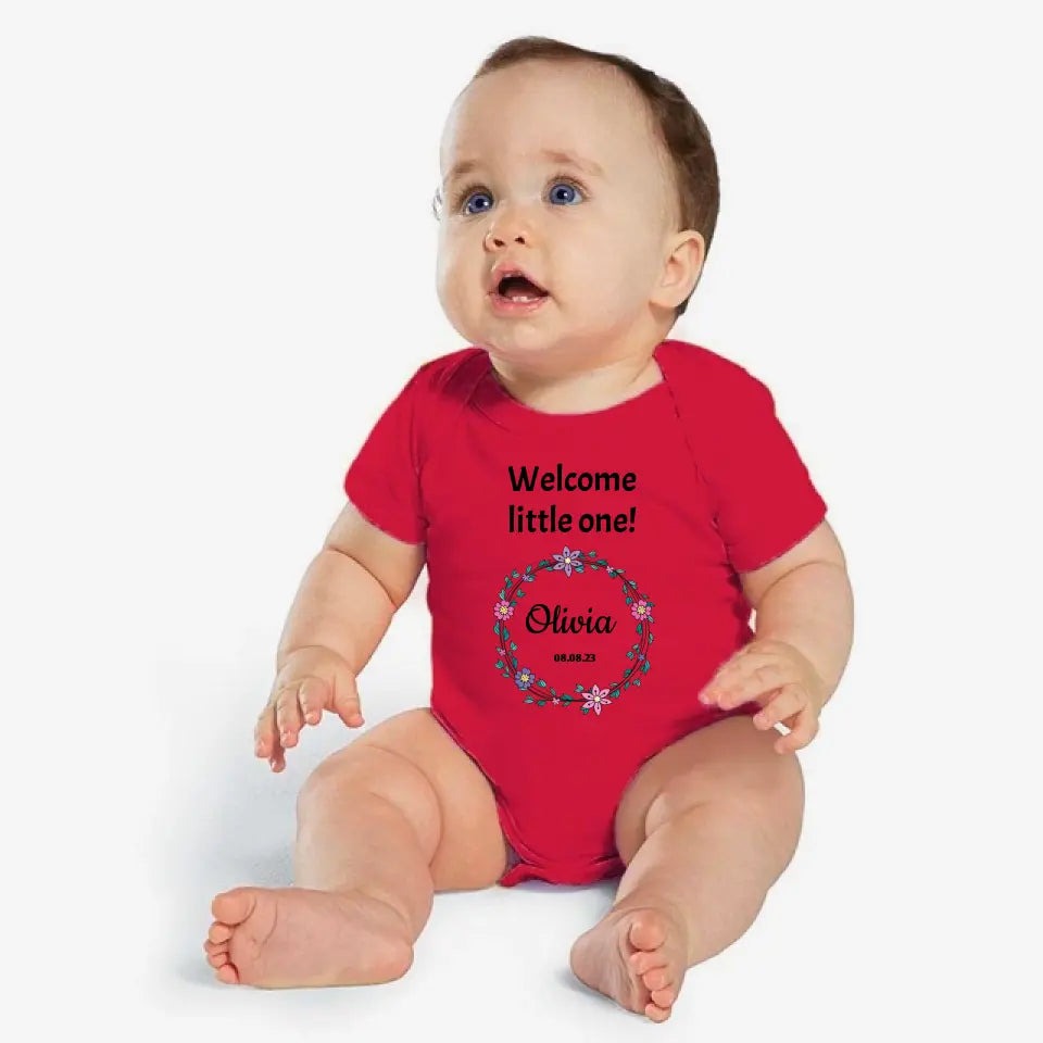 Jersey Babyanzug "Blumig G" - Personalisierter Baby-Body