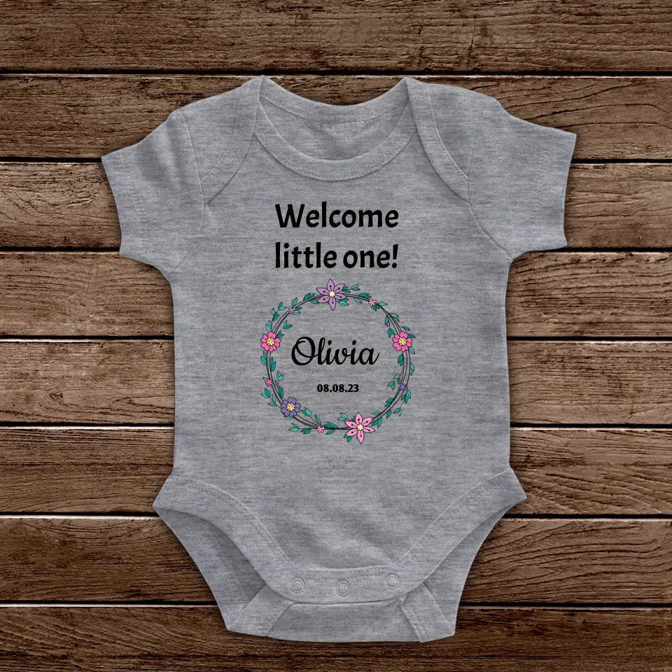 Jersey Baby Suit "Floral G" - Personalized Baby Bodysuit