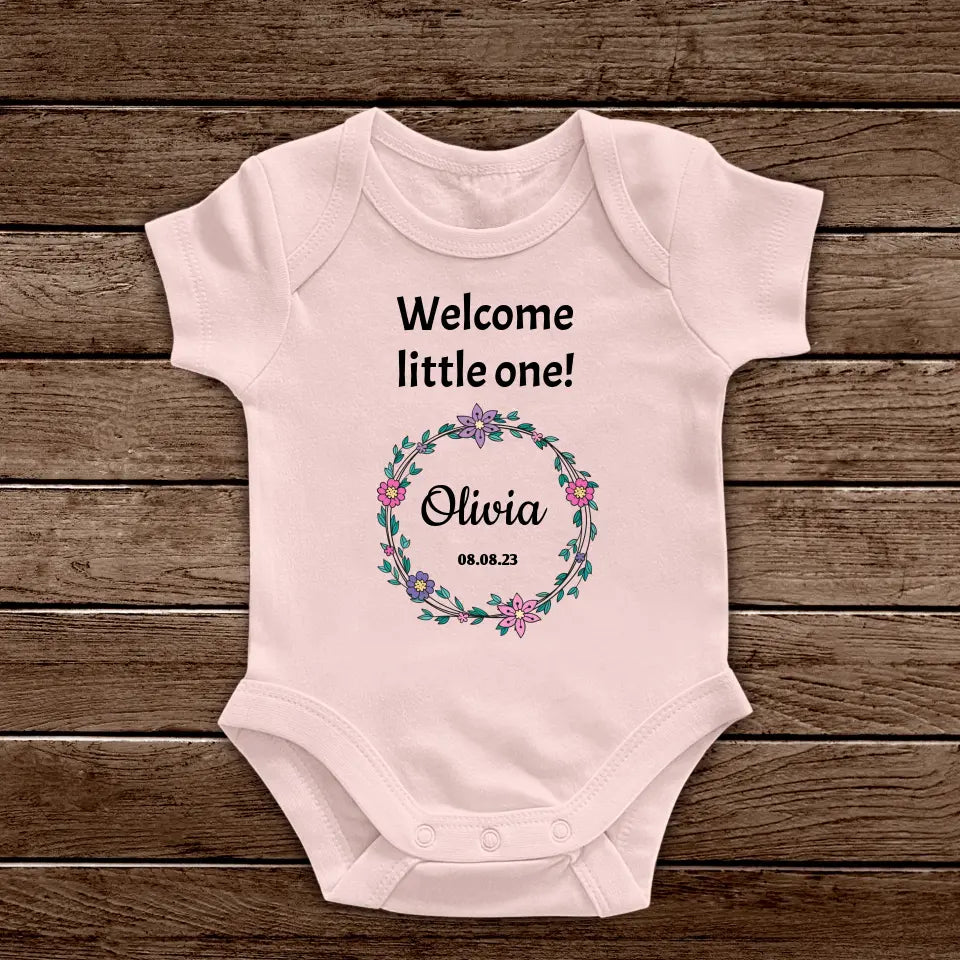 Jersey Baby Suit "Floral G" - Personalized Baby Bodysuit