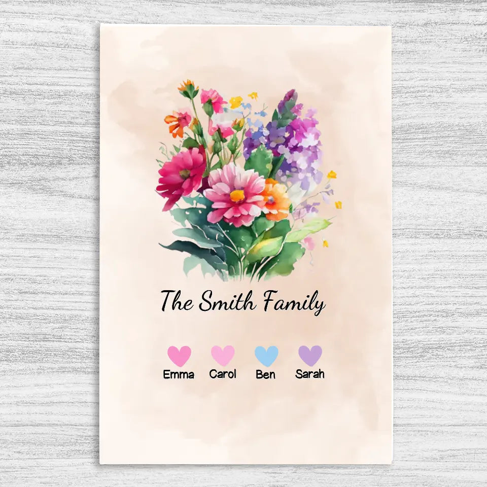 Flower Family - Personalized Canvas