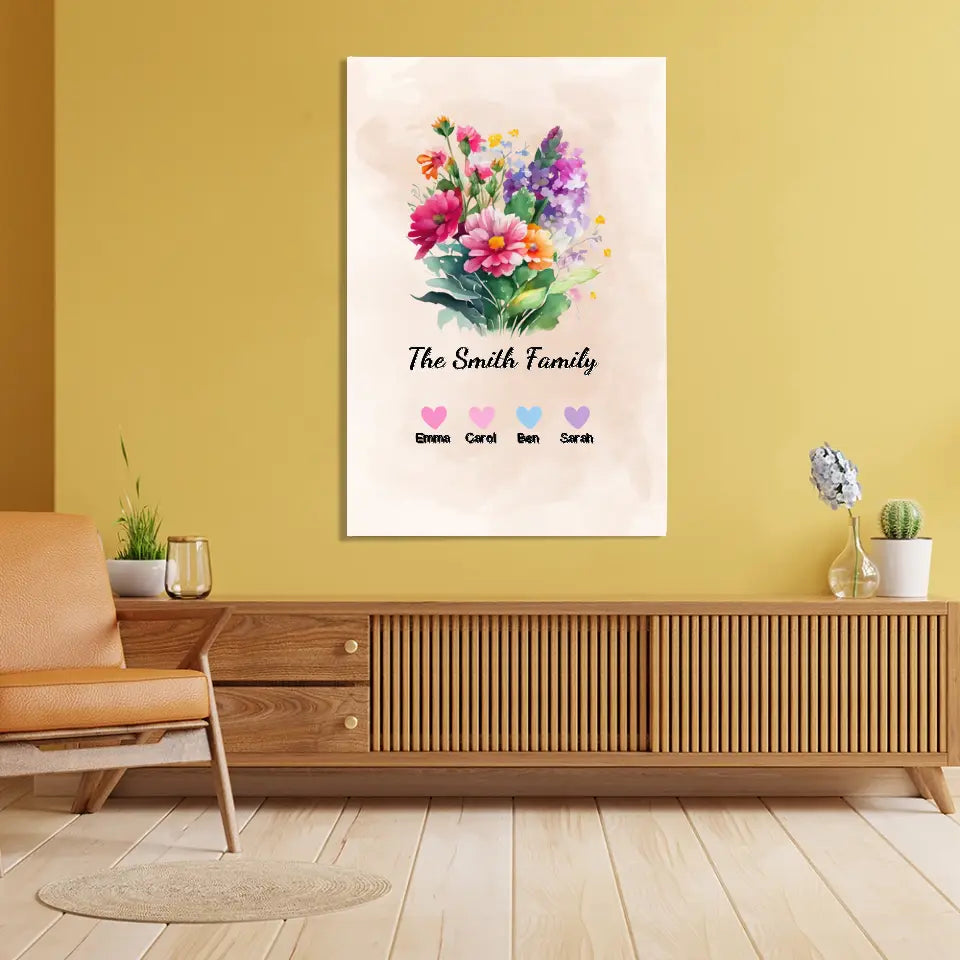 Flower Family - Personalized Canvas