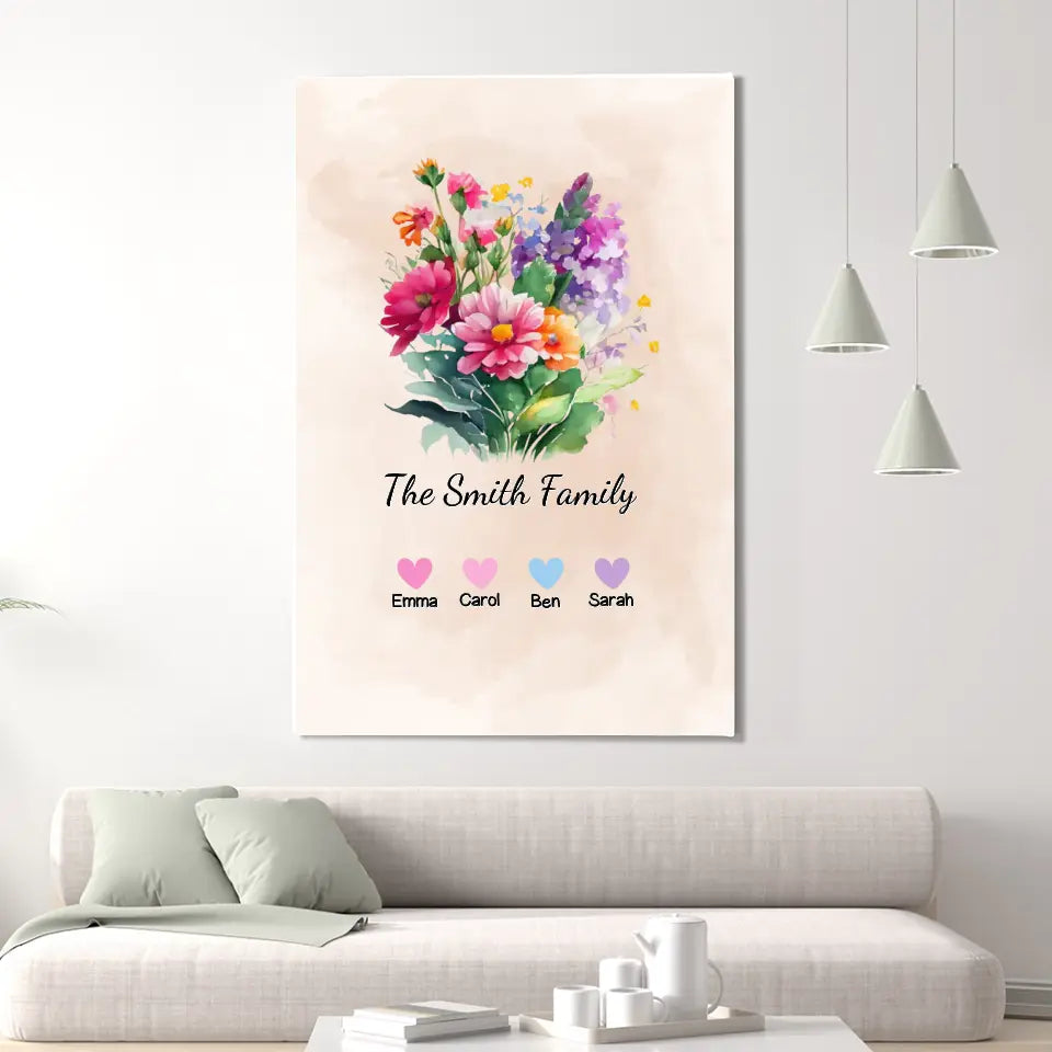 Flower Family - Personalized Canvas