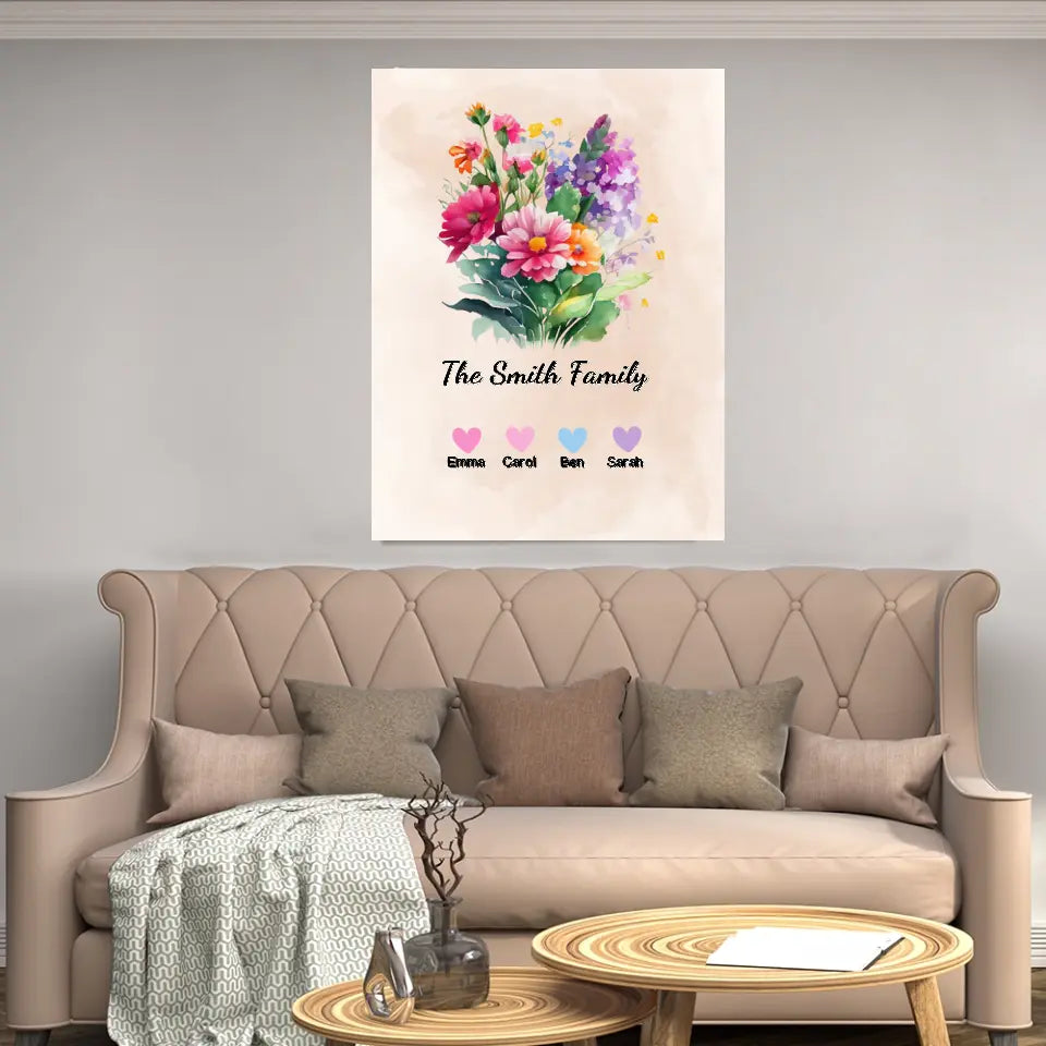 Flower Family - Personalized Canvas