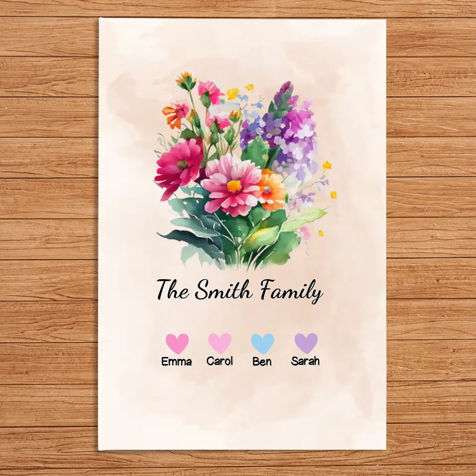 Flower Family - Personalized Canvas