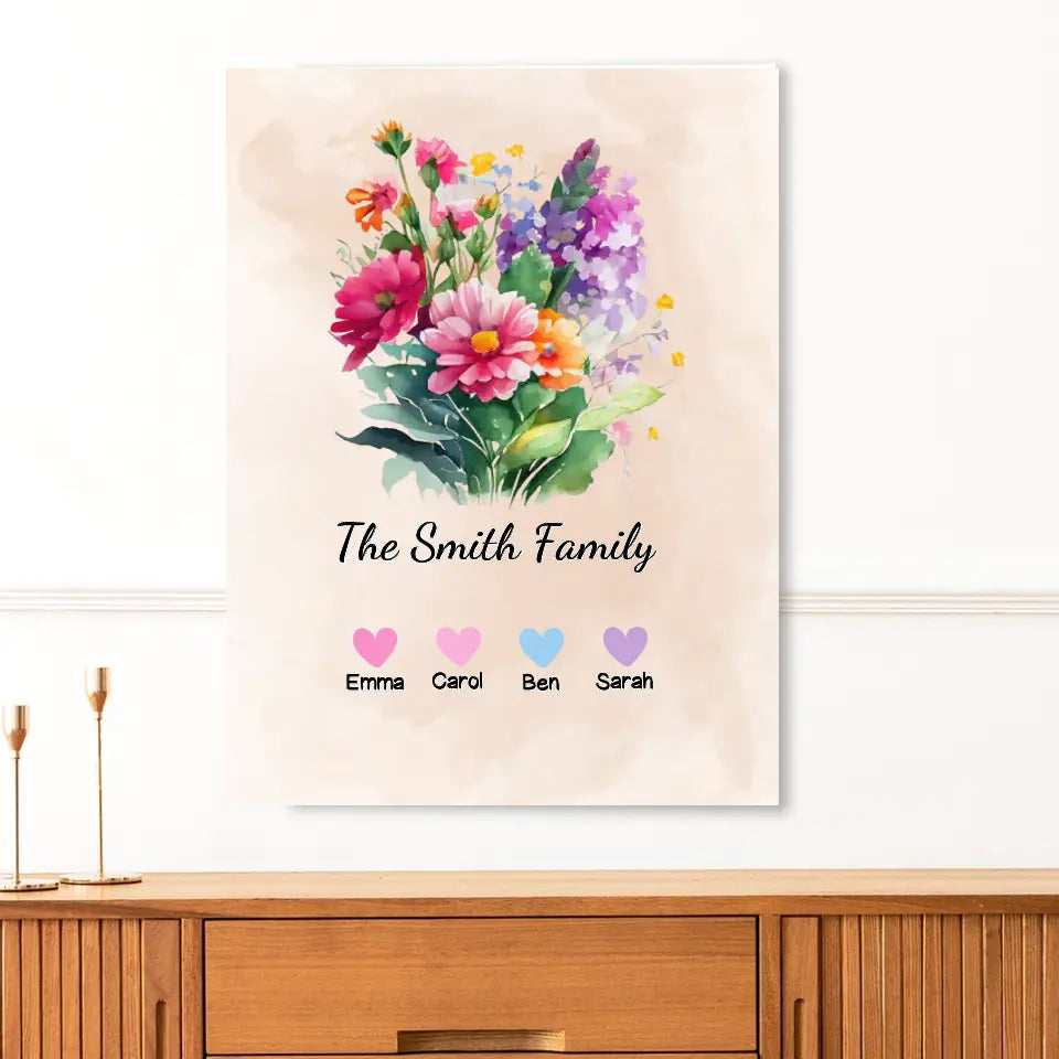 Flower Family - Personalized Canvas