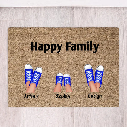 Fußmatte Familie mit Haustier - Personalisierte Fußmatte