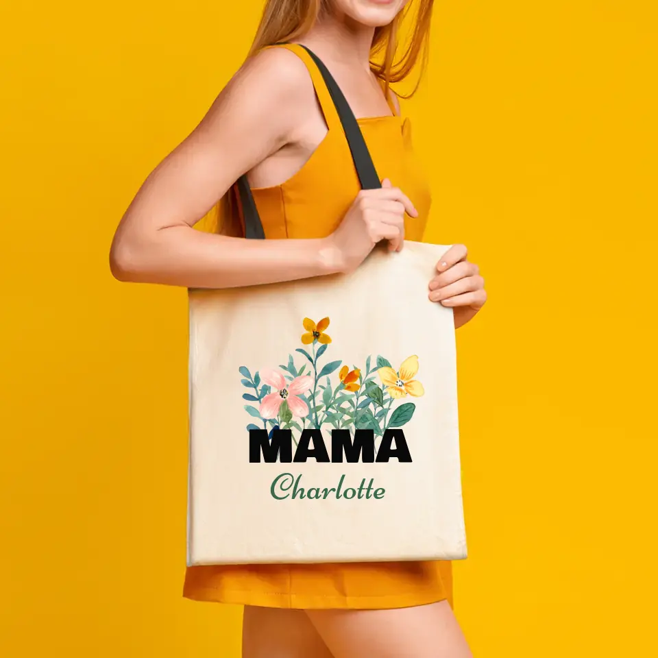 Floral Bag "Mama" - Personalized Tote Bag