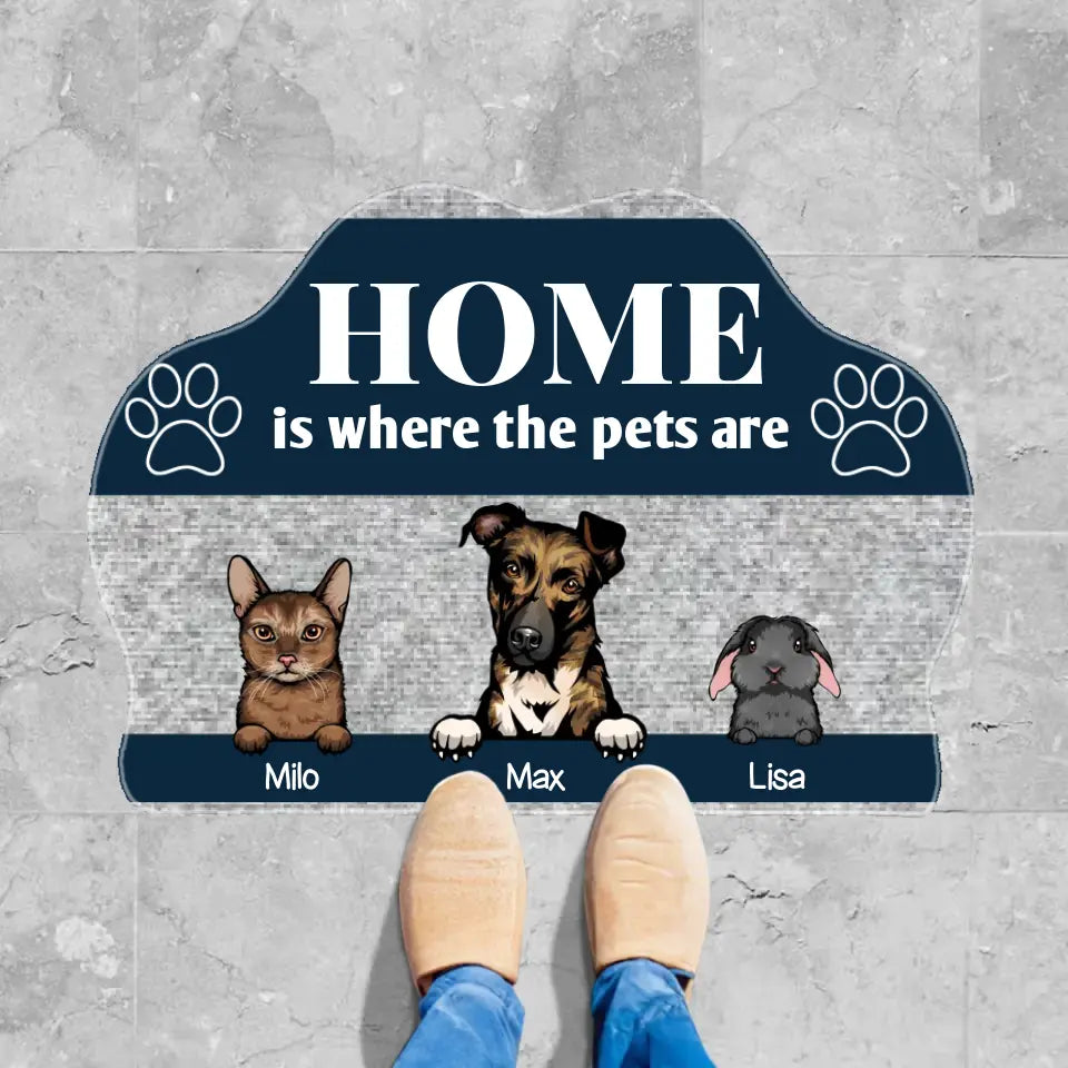 Paw Shaped "Happy Tails" - Personalized Doormat