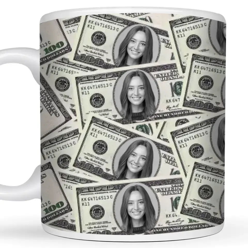 Dollar-Tasse "Gesicht auf 100 Dollar" - Personalisierte Tasse