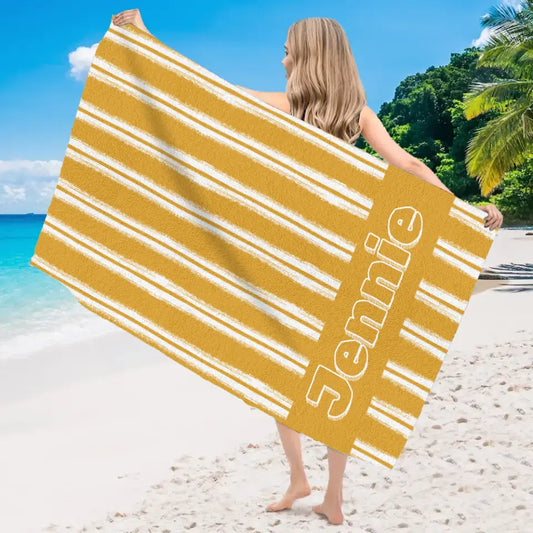 Beach Towel "Script Line Style" - Personalized Towel