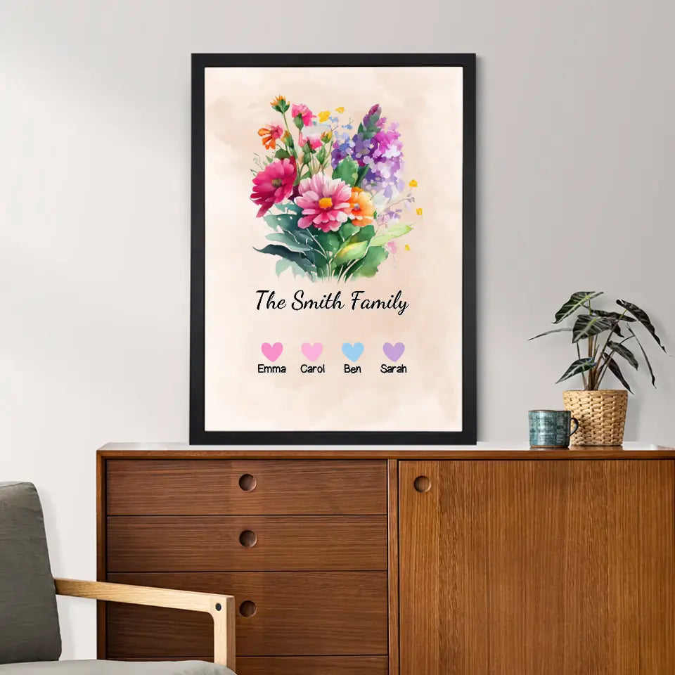 Blumenfamilie - Personalisiertes Poster
