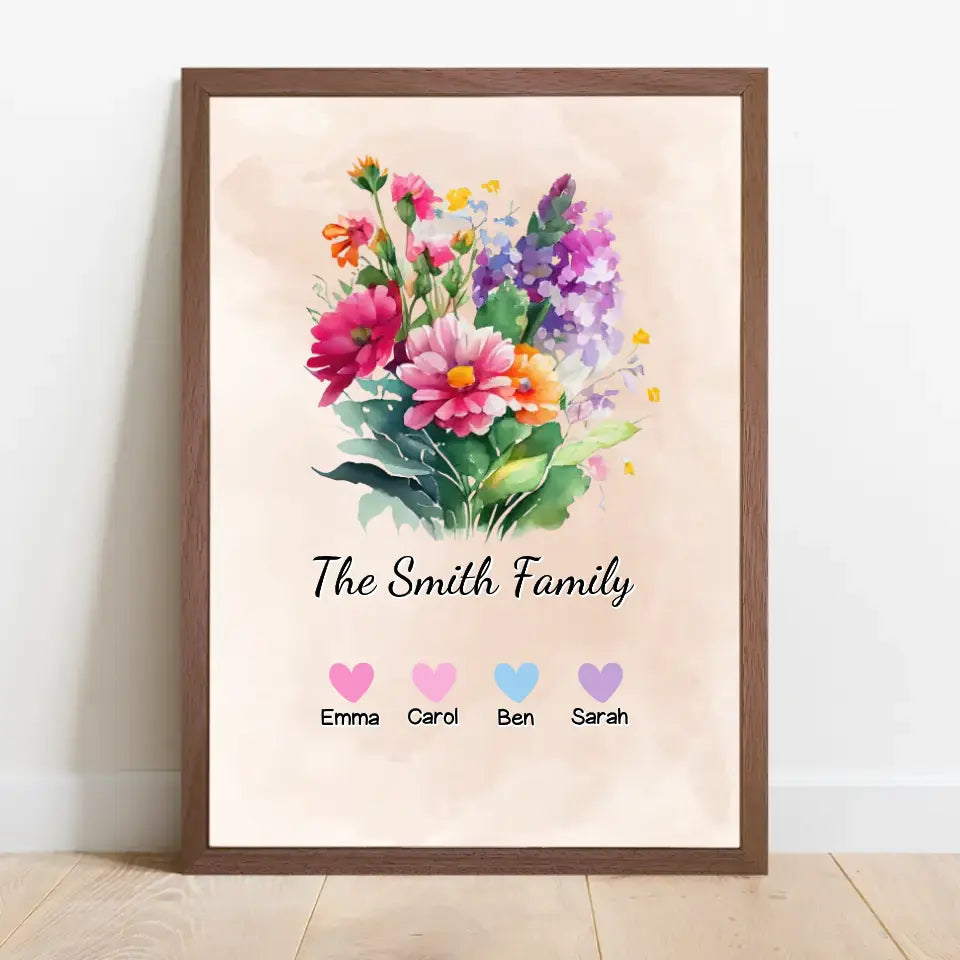 Blumenfamilie - Personalisiertes Poster