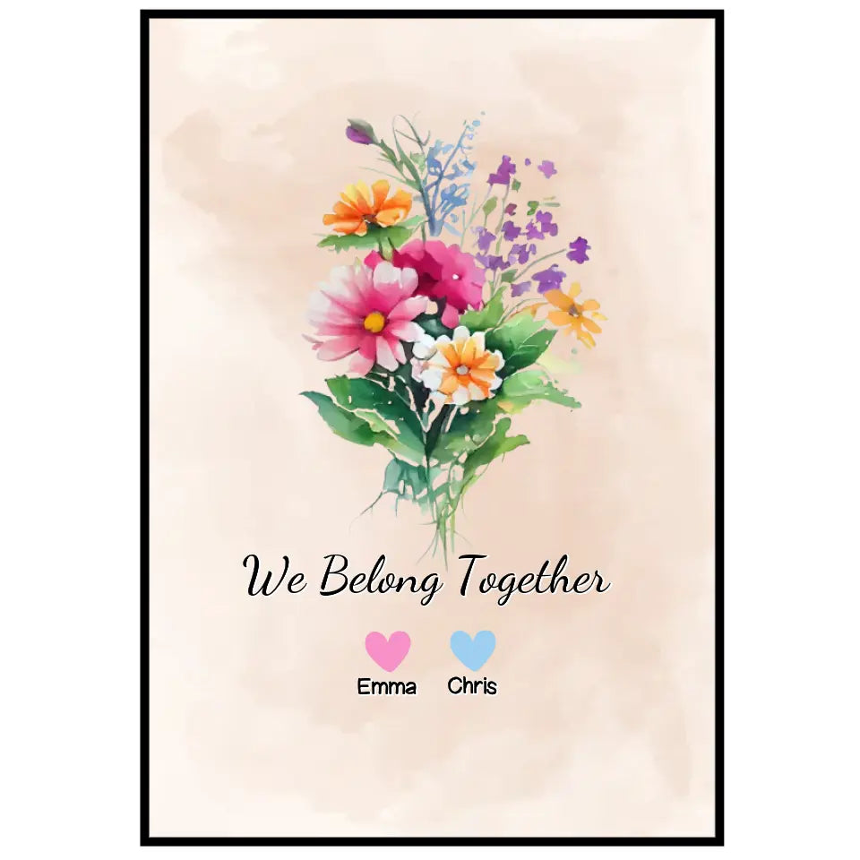 Blumen "Wir gehören zusammen" - Personalisiertes Poster