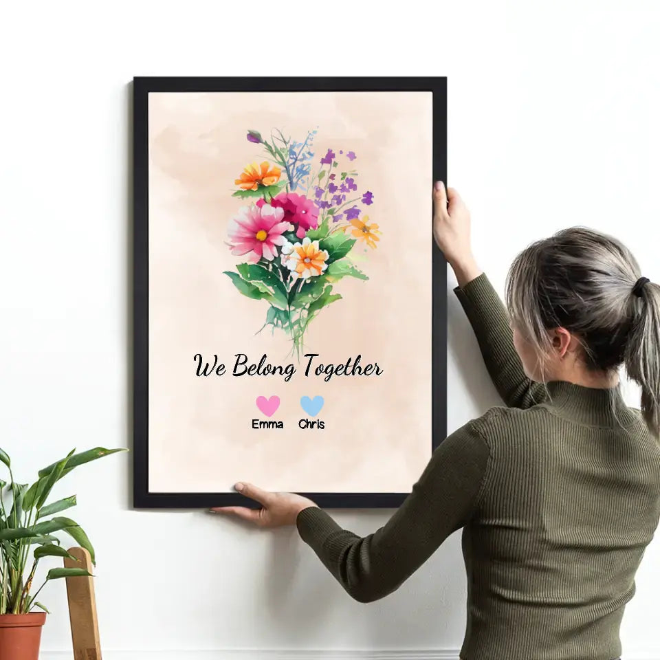 Blumen "Wir gehören zusammen" - Personalisiertes Poster