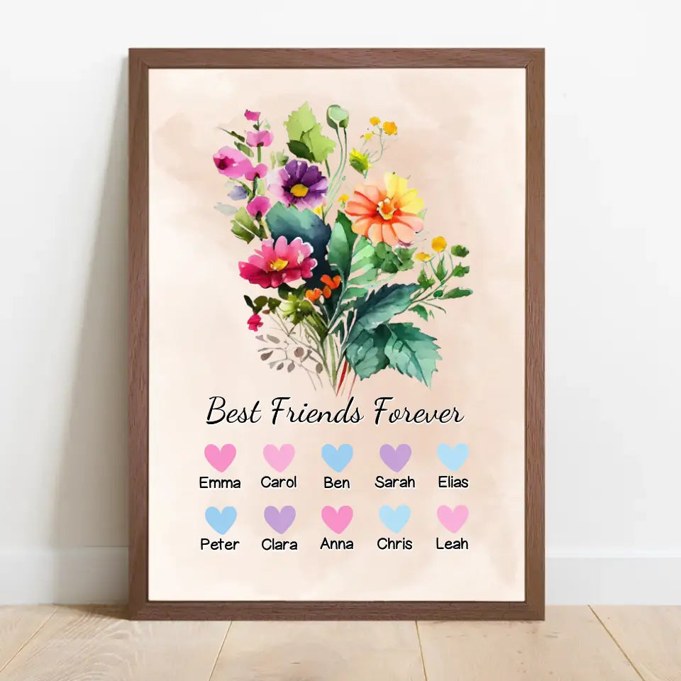 Beste Freunde für immer "Blume" - Personalisiertes Poster