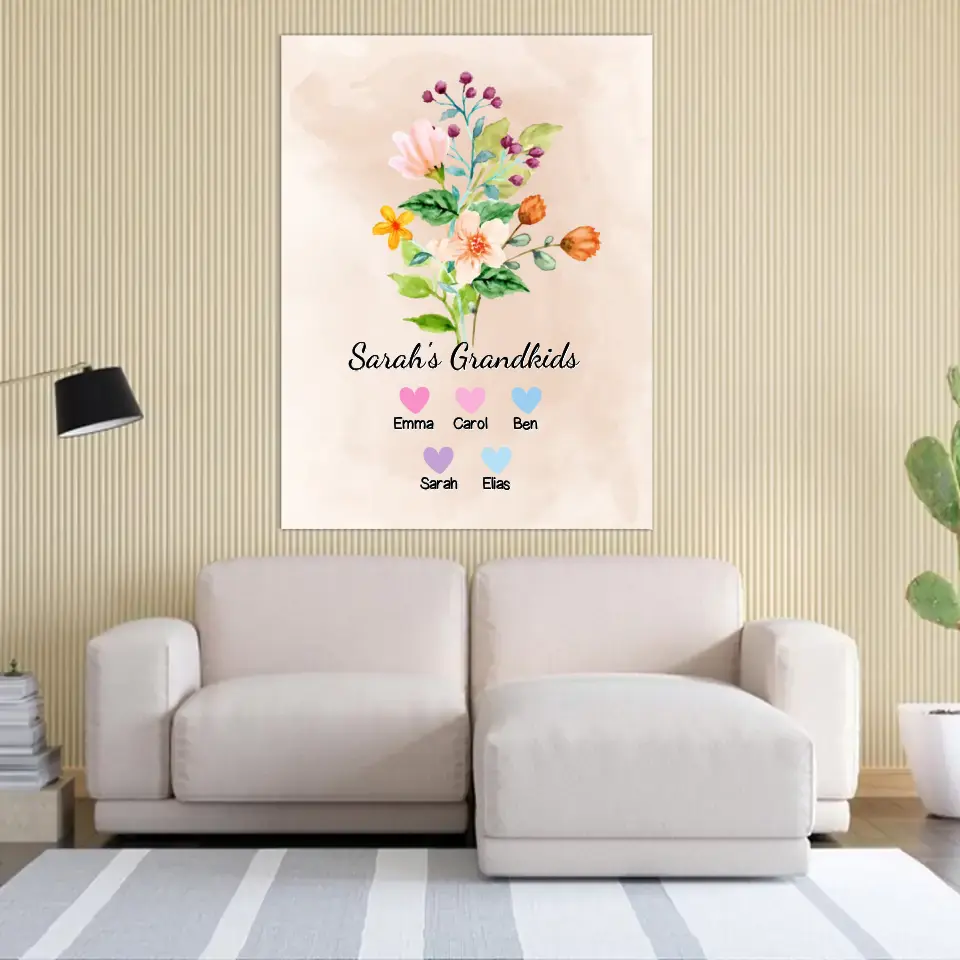 Best Grandma "Flowers" - Personalized Poster