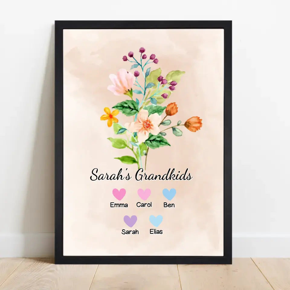 Best Grandma "Flowers" - Personalized Poster