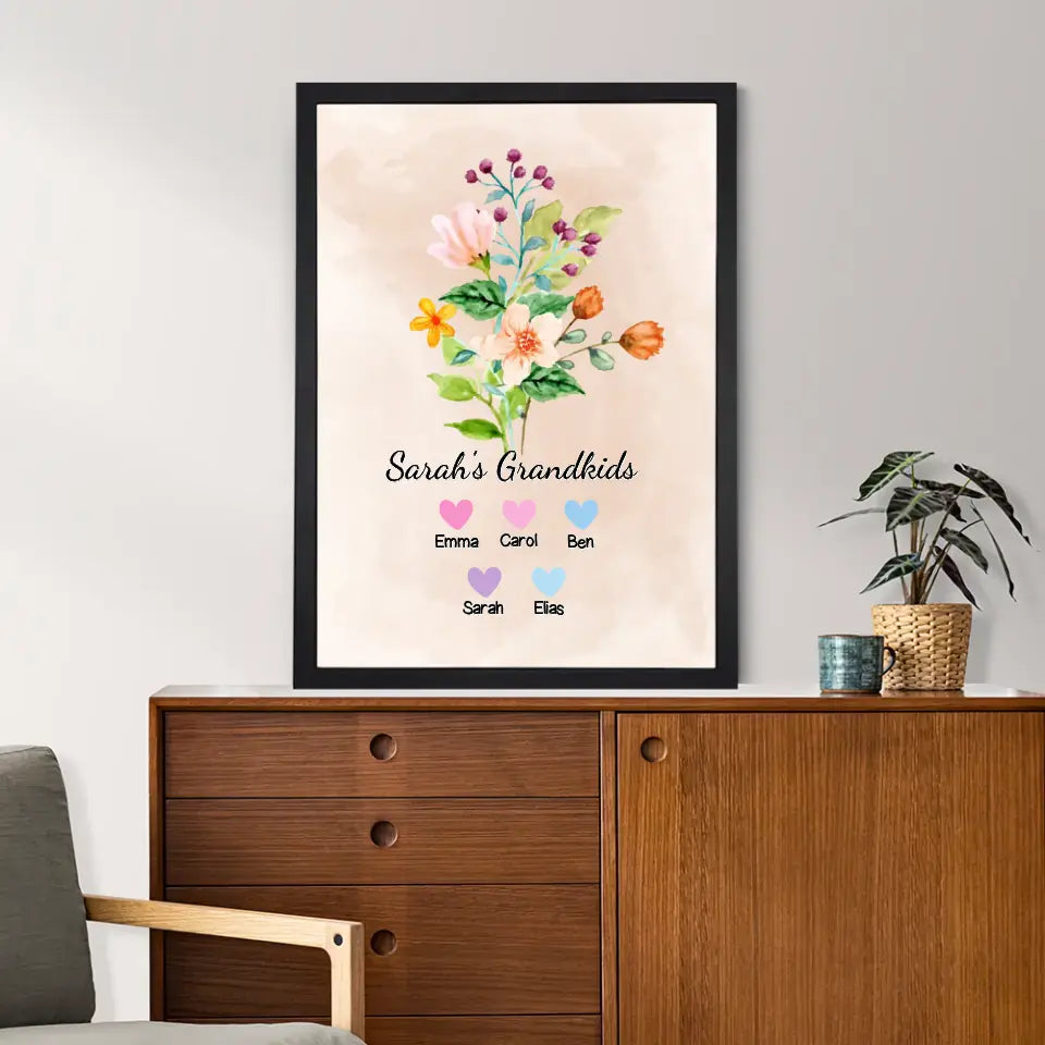 Best Grandma "Flowers" - Personalized Poster