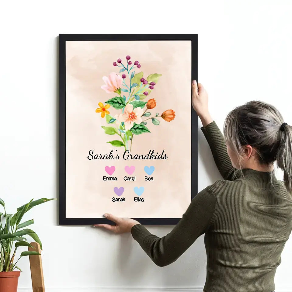 Best Grandma "Flowers" - Personalized Poster