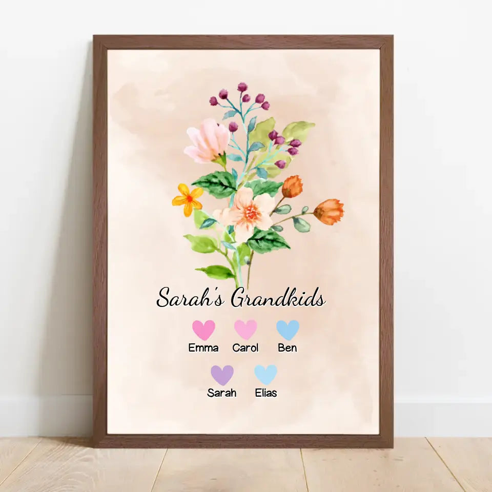 Best Grandma "Flowers" - Personalized Poster