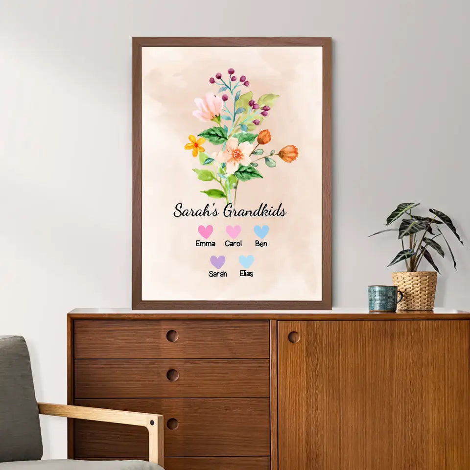 Best Grandma "Flowers" - Personalized Poster