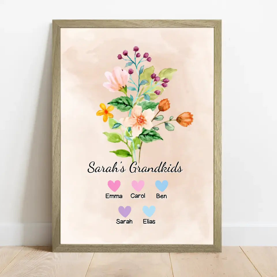 Best Grandma "Flowers" - Personalized Poster