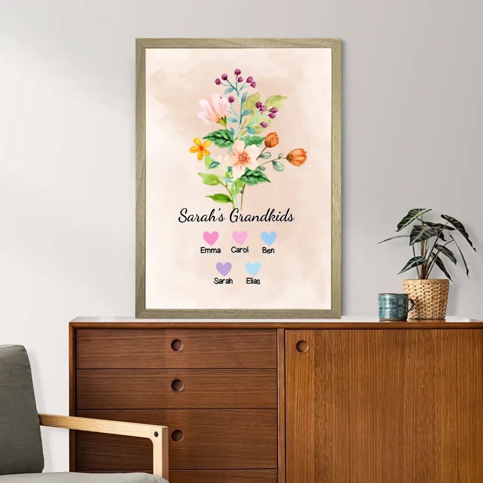 Best Grandma "Flowers" - Personalized Poster