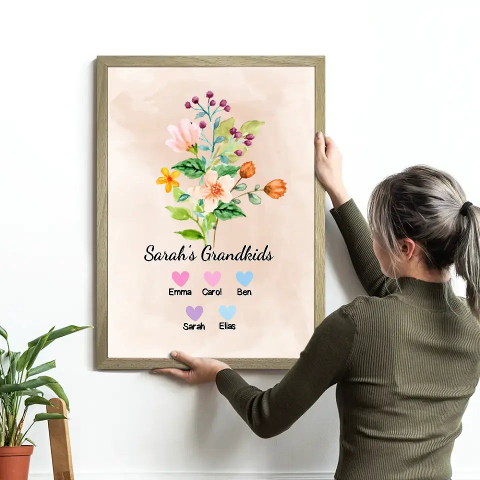 Best Grandma "Flowers" - Personalized Poster