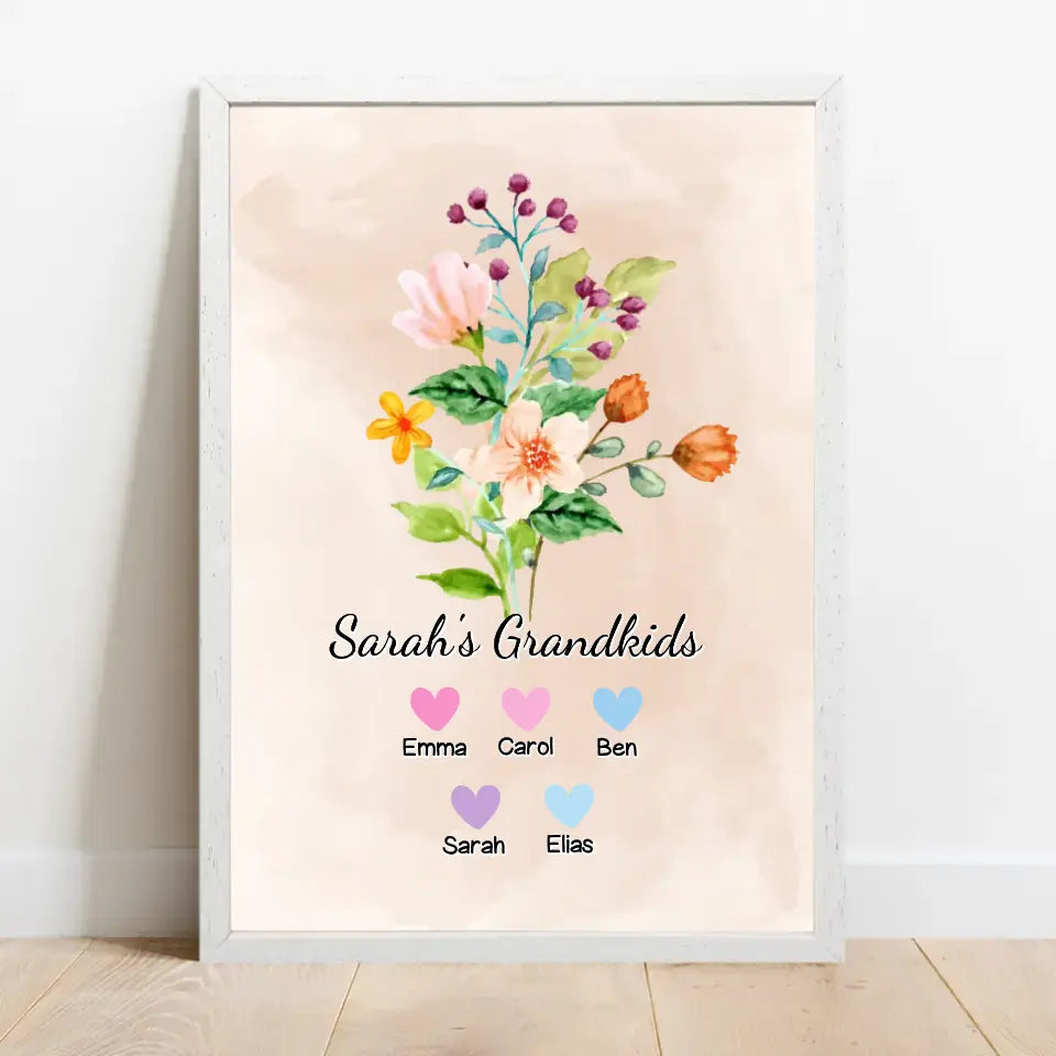 Beste Oma "Blumen" - Personalisiertes Poster