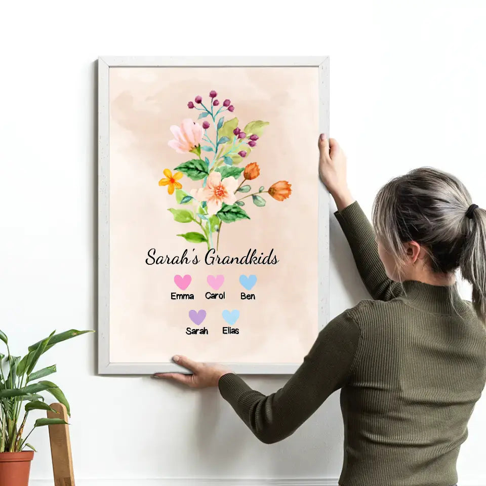 Best Grandma "Flowers" - Personalized Poster