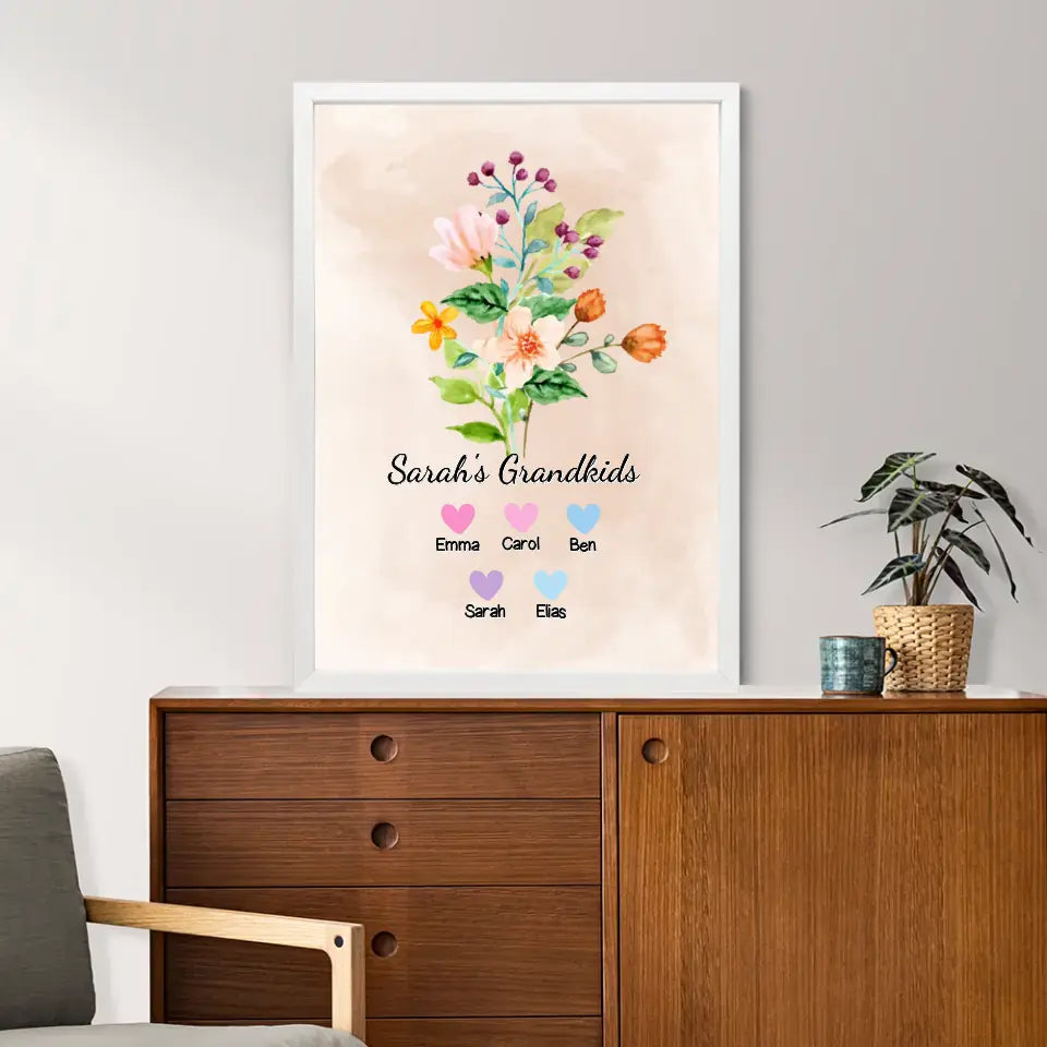 Best Grandma "Flowers" - Personalized Poster