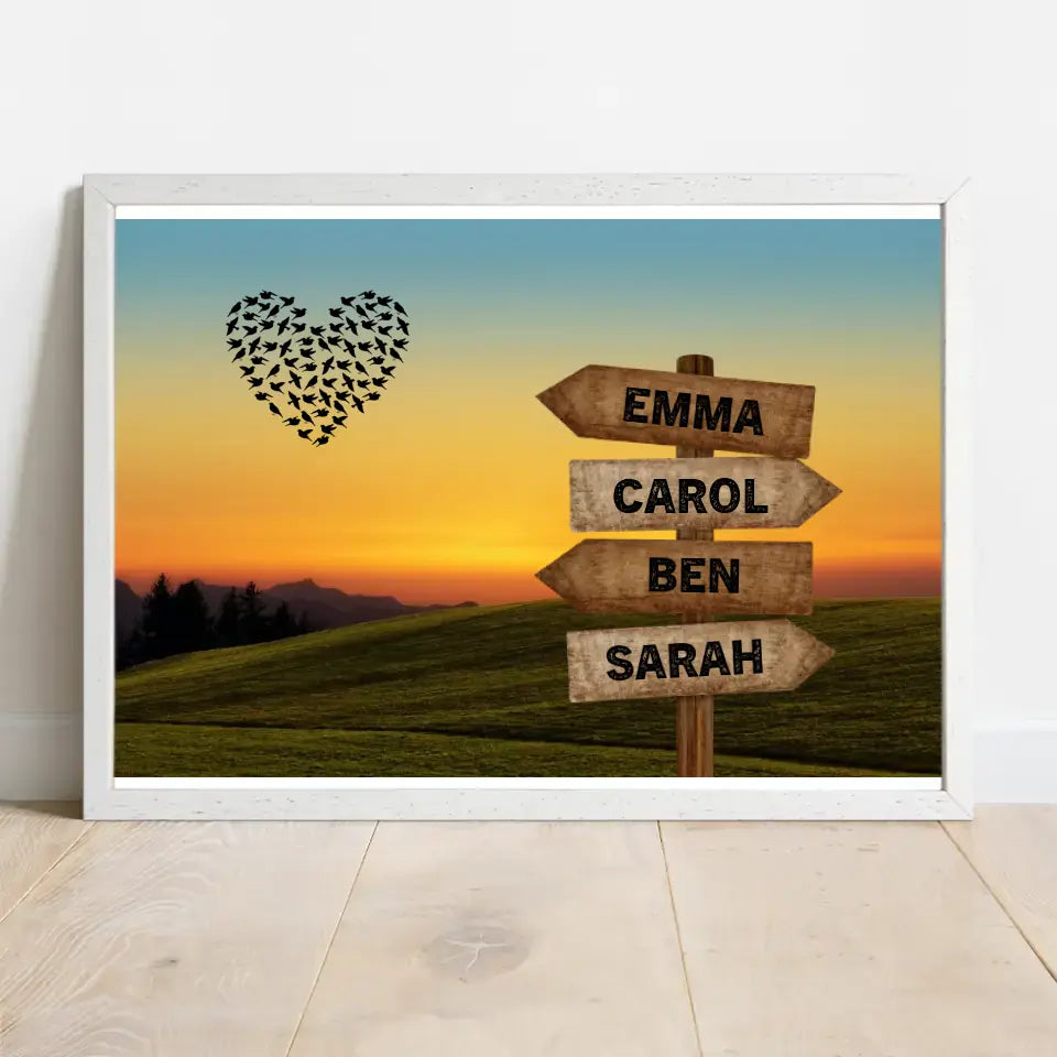 Family Wooden Arrow Sign - Personalized Poster