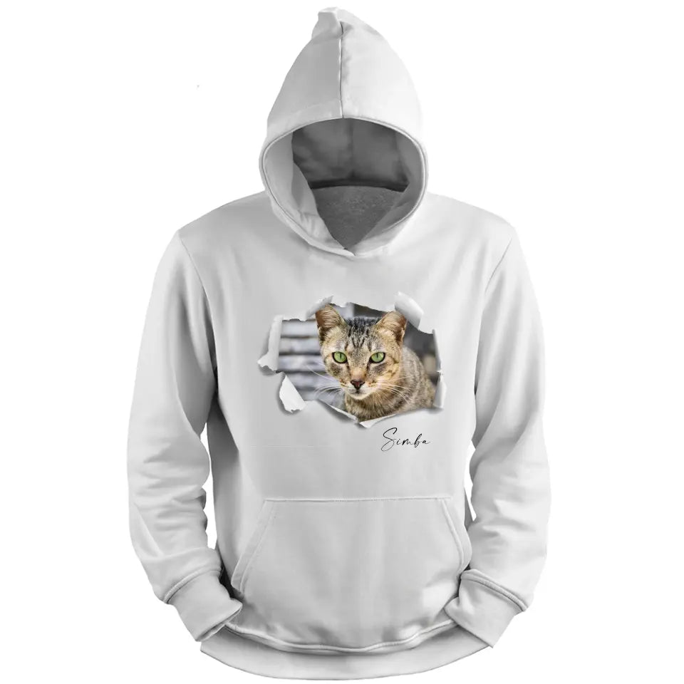 Ripped Hoodie "Cat"  - Personalized Hoodie