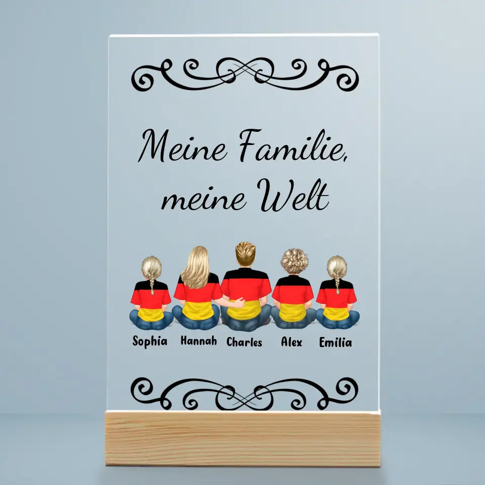 Meine Familie, meine Welt - Personalized Acrylic Wooden Stand