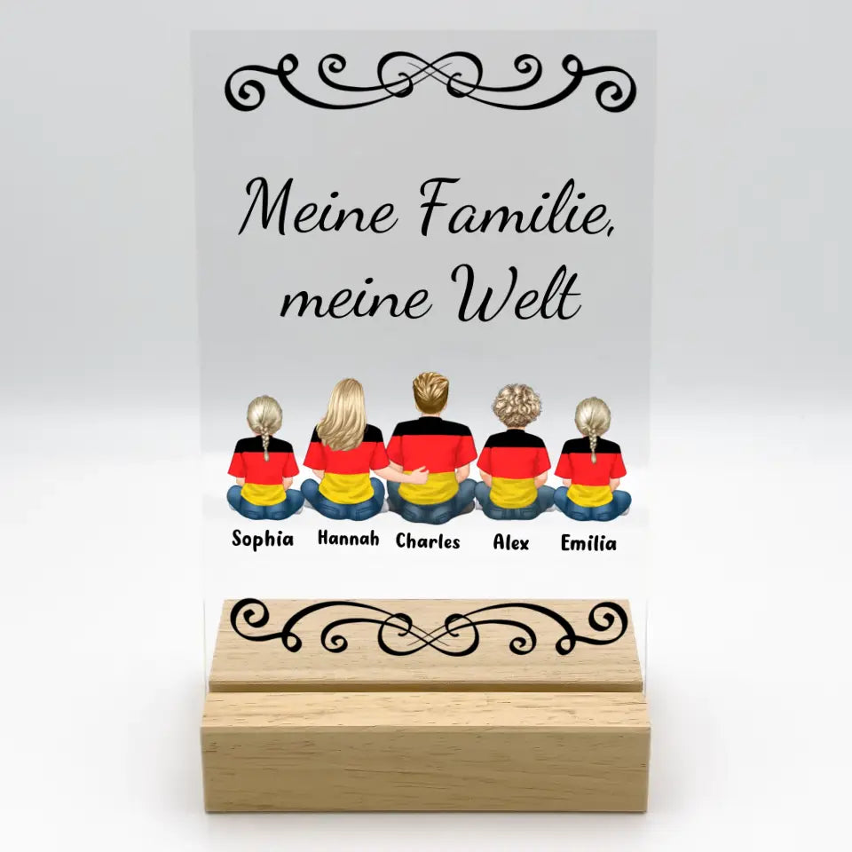 Meine Familie, meine Welt - Personalized Acrylic Wooden Stand