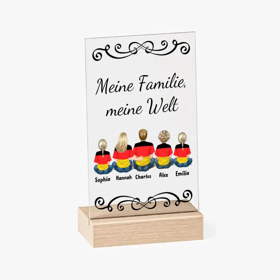 Meine Familie, meine Welt - Personalized Acrylic Wooden Stand