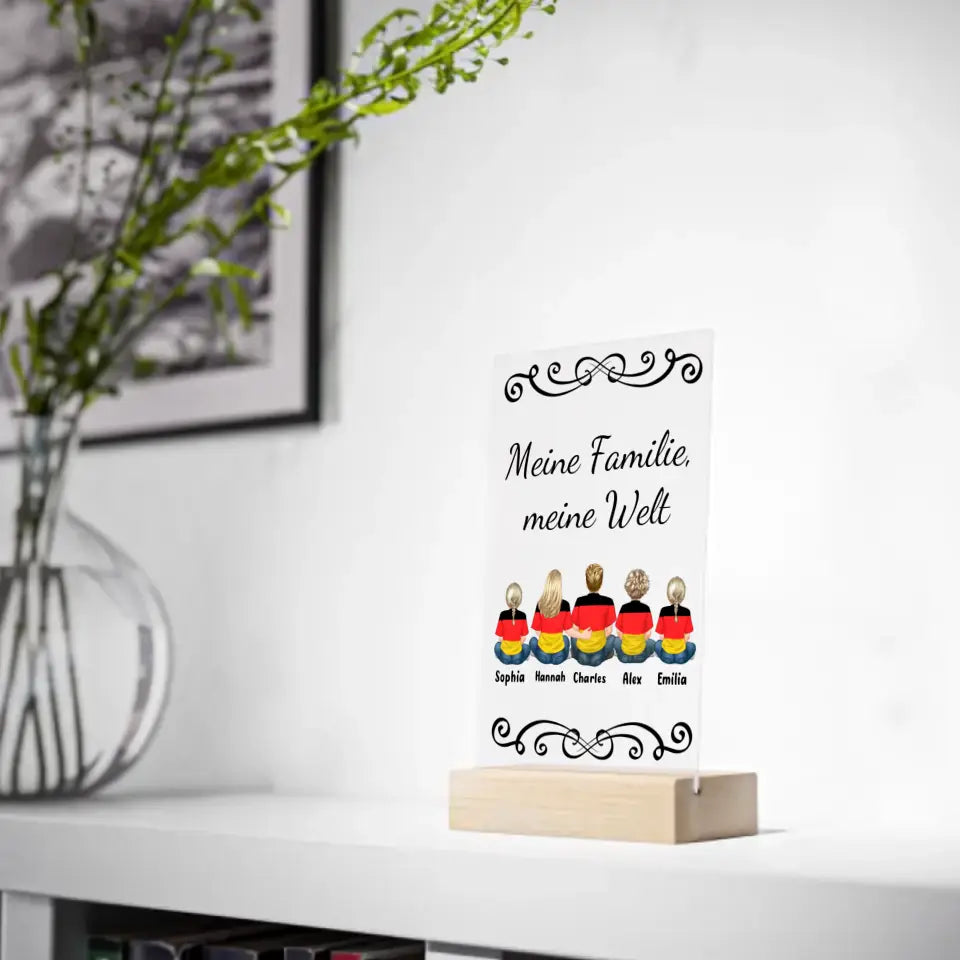 Meine Familie, meine Welt - Personalized Acrylic Wooden Stand