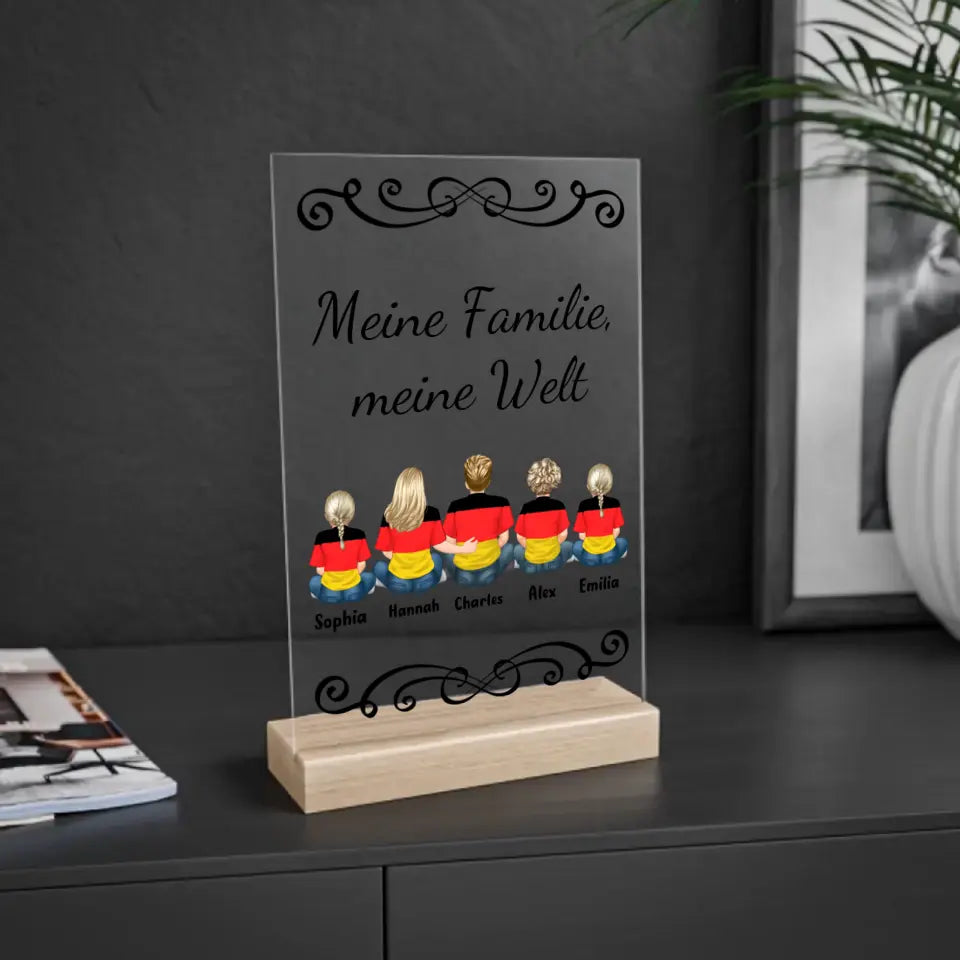 Meine Familie, meine Welt - Personalized Acrylic Wooden Stand